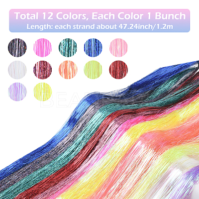 12Pcs 12 Colors Laser PET Hair Wig OHAR-SP0001-05B-1