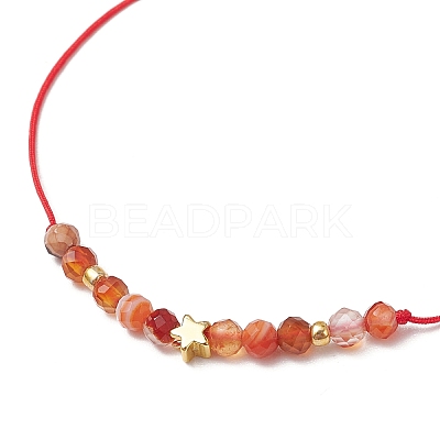 Natural Round Carnelian Beads Braided Bead Bracelets for Women BJEW-JB11655-08-1