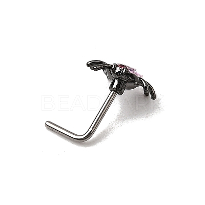 Heart Spider 316L Surgical Stainless Steel with Cubic Zirconia L-Shaped Nose Rings FS-WG44168-02-1