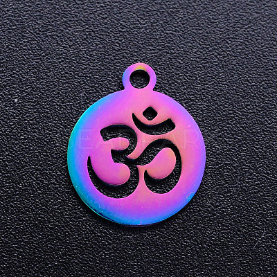 Chakra Theme Ion Plating(IP) 201 Stainless Steel Charms STAS-Q201-JN179-1