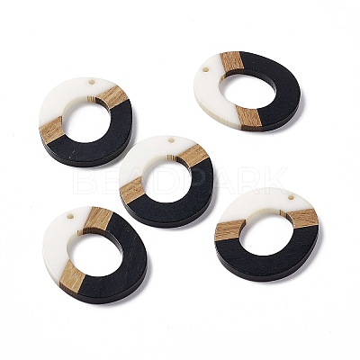 Opaque Resin & Walnut Wood Pendants RESI-M027-01F-1