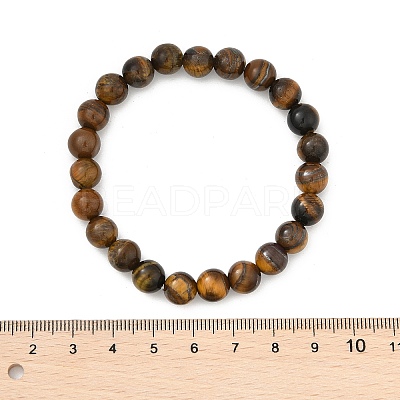Natural Tiger Eye Beaded Stretch Bracelets X-BJEW-F203-04-1