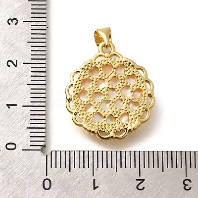 Brass with Natural Shell Carved Pendants KK-Z091-06G-02-1