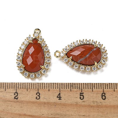 Natural Red Jasper Faceted Teardrop Pendants G-I375-01G-07-1