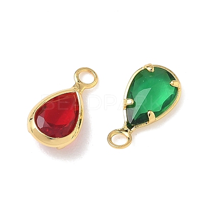 Brass with Cubic Zirconia & Glass Pendants KK-Z136-14G-1