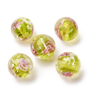 Luminous Handmade Glod Sand Lampwork Beads Strands LAMP-B028-03M-10mm-1