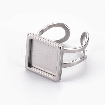 Non-Tarnish 201 Stainless Steel Cuff Pad Ring Settings X-STAS-S080-041B-P-1