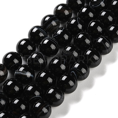 Natural Striped Agate/Banded Agate Beads Strands G-Z060-A01-C08-1