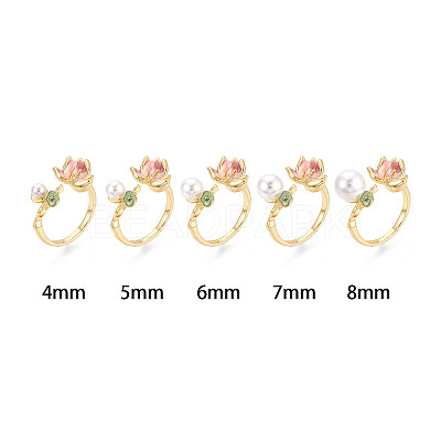 Lotus Brass Enamel Cuff Rings Setting KK-T079-14G-1