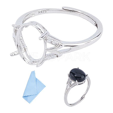 Adjustable 925 Sterling Silver 4 Prongs Ring Settings STER-DC0002-01-1