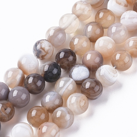 Natural Striped Agate/Banded Agate Beads Strands G-G582-8mm-57-1