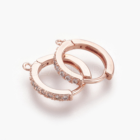 Brass Micro Pave Cubic Zirconia Huggie Hoop Earring Findings KK-O112-13RG-1