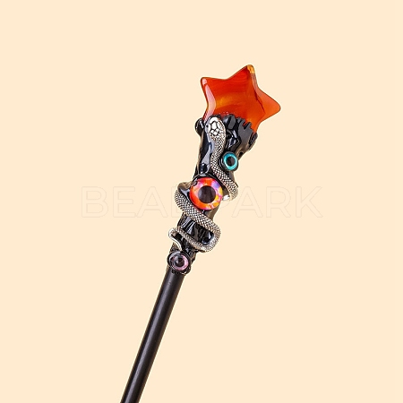 Evil Eyes Style Natural Carnelian Magic Wand PW-WGF9442-03-1