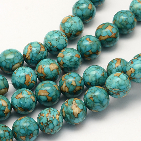 Dyed Synthetic Turquoise Round Bead Strands TURQ-Q100-01D-01-1