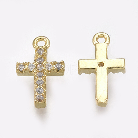 Cubic Zirconia Tiny Cross Charms KK-S348-153-1