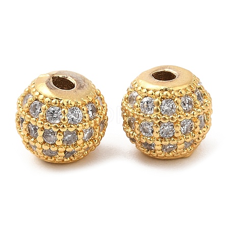 Brass Micro Pave Clear Cubic Zirconia Beads KK-I705-20G-1