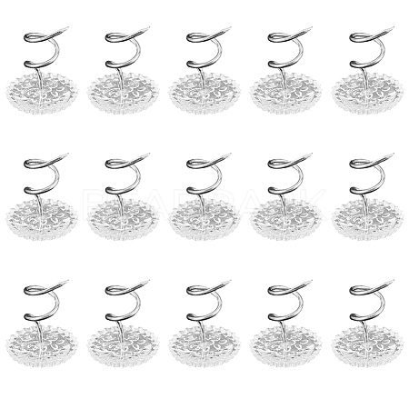 60Pcs Clear Acrylic Flat Round Head Iron Twist Pins FIND-SP0004-66-1
