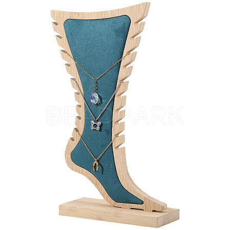 Foot Shaped Wood Anklet Storage Jewelry Rack ODIS-WH0106-23-1