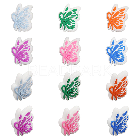 CHGCRAFT 12Pcs 6 Colors Food Grade Eco-Friendly Silicone Beads SIL-CA0001-52-1