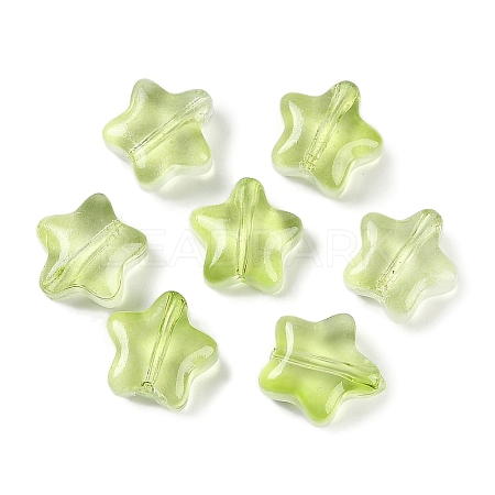 Transparent Spray Painted Frosted Glass Beads X2-GLAA-NH0003-01E-1