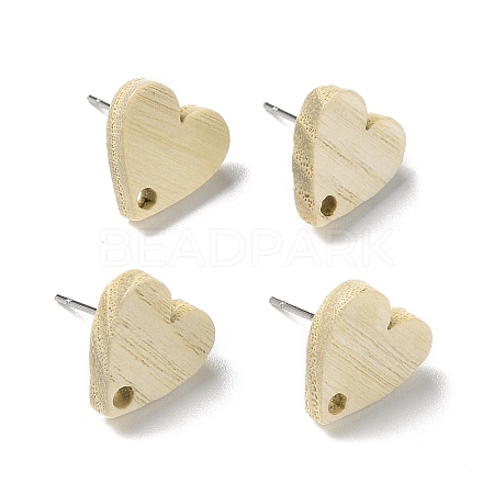 Ash Wood Stud Earring Findings EJEW-N017-011E-1