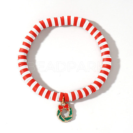 Elegant Christmas Handmade Polymer Clay Heishi Beaded Stretch Bracelets MV9996-2-1