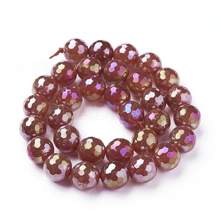 Electroplate Natural Carnelian Beads Strands G-P430-10-E-1
