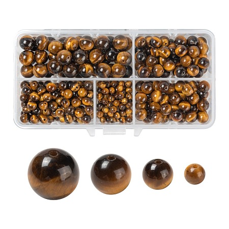 340Pcs 4 Style Grade A+ Natural Tiger Eye Beads G-LS0001-50-1