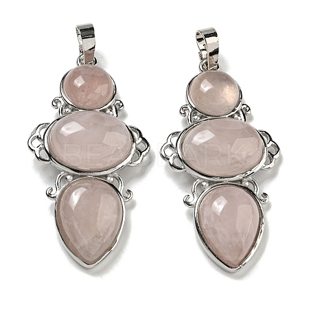 Natural Rose Quartz Pendants G-Q158-04E-1