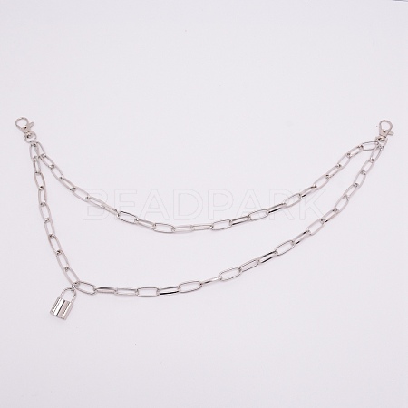 Alloy Padlock Charm Chains Belt AJEW-WH0126-29P-1
