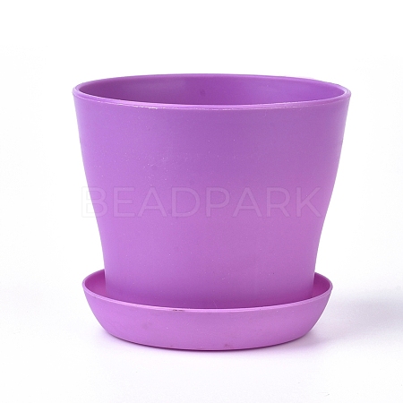 Plastic Plant Pots with Saucers AJEW-WH0112-01B-1