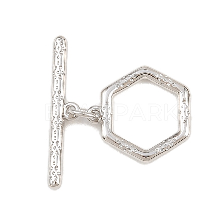 Hexagon Brass Toggle Clasps KK-G548-40P-1