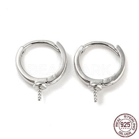 Rhodium Plated 925 Sterling Silver Hoop Earring Findings STER-P051-03P-1