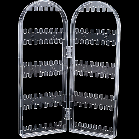 PS Plastic Earring Display Folding Screen Stands with 2 Folding Panels ODIS-WH0043-142B-02-1