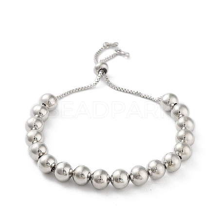Adjustable Brass Round Beaded Slider Bracelets BJEW-D039-31C-P-1