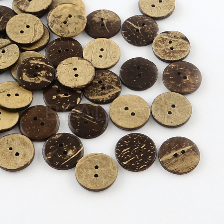 2-Hole Flat Round Coconut Buttons BUTT-R035-006-1