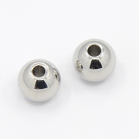 304 Stainless Steel Smooth Round Beads X-STAS-M006-01A-1