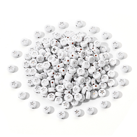 White Opaque Acrylic Beads PACR-YW0001-04B-1