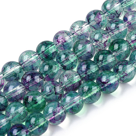 Baking Paint Glass Beads Strands DGLA-Q023-8mm-DB79-01-1
