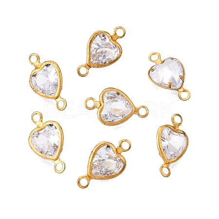 Brass Clear Cubic Zirconia Connector Charms KK-T070-10C-1