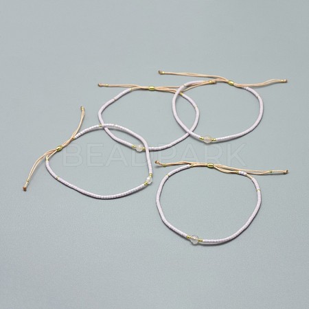 Adjustable Natural Rose Quartz Braided Bead Bracelets BJEW-F391-A01-1
