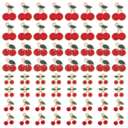 72Pcs 4 Styles Cherry Alloy Enamel Charms ENAM-UN0001-35-1
