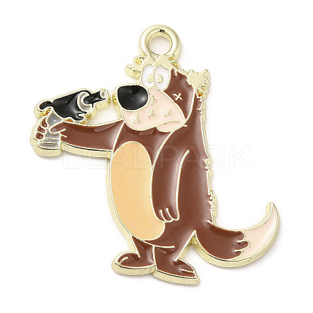 Light Gold Plated Alloy Enamel Pendants ENAM-L041-06E-1
