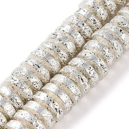 Electroplated Natural Lava Rock Beads Strands G-I360-A03-04-1
