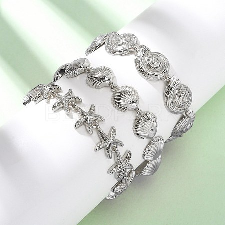 Brass Link Bracelets for Women BJEW-H209-01P-1