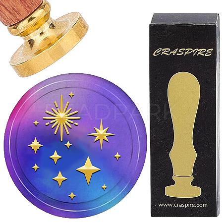 Brass Wax Seal Stamp with Wood Handle AJEW-WH0412-0322-1