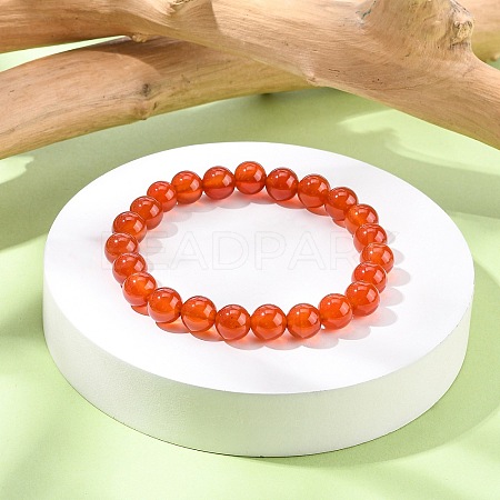 Dyed Natural Carnelian Beaded Stretch Bracelets B072-4-1