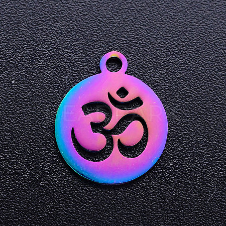 Chakra Theme Ion Plating(IP) 201 Stainless Steel Charms STAS-Q201-JN179-1