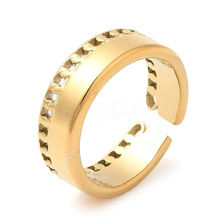 304 Stainless Steel Hollow Open Cuff Rings for Women STAS-D085-34G-1