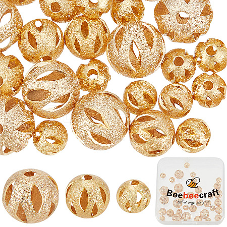 Beebeecraft 42Pcs 3 Style Brass Filigree Beads KK-BBC0010-67-1